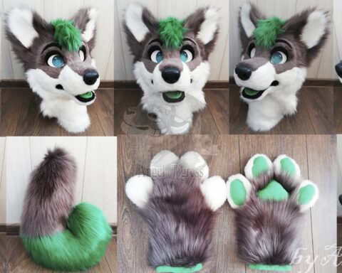 Partial wolf fursuit