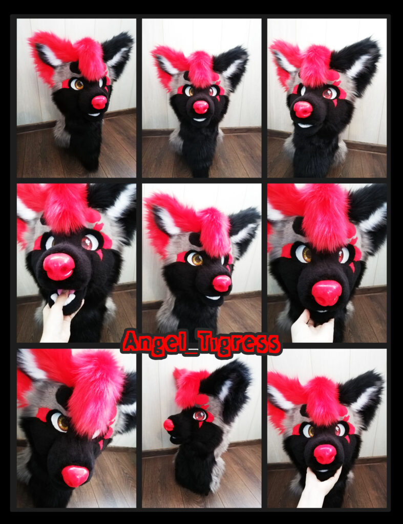 Red and Black Dog Head fursuit