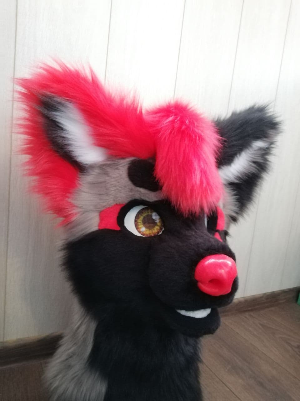 Red and Black Dog Head fursuit