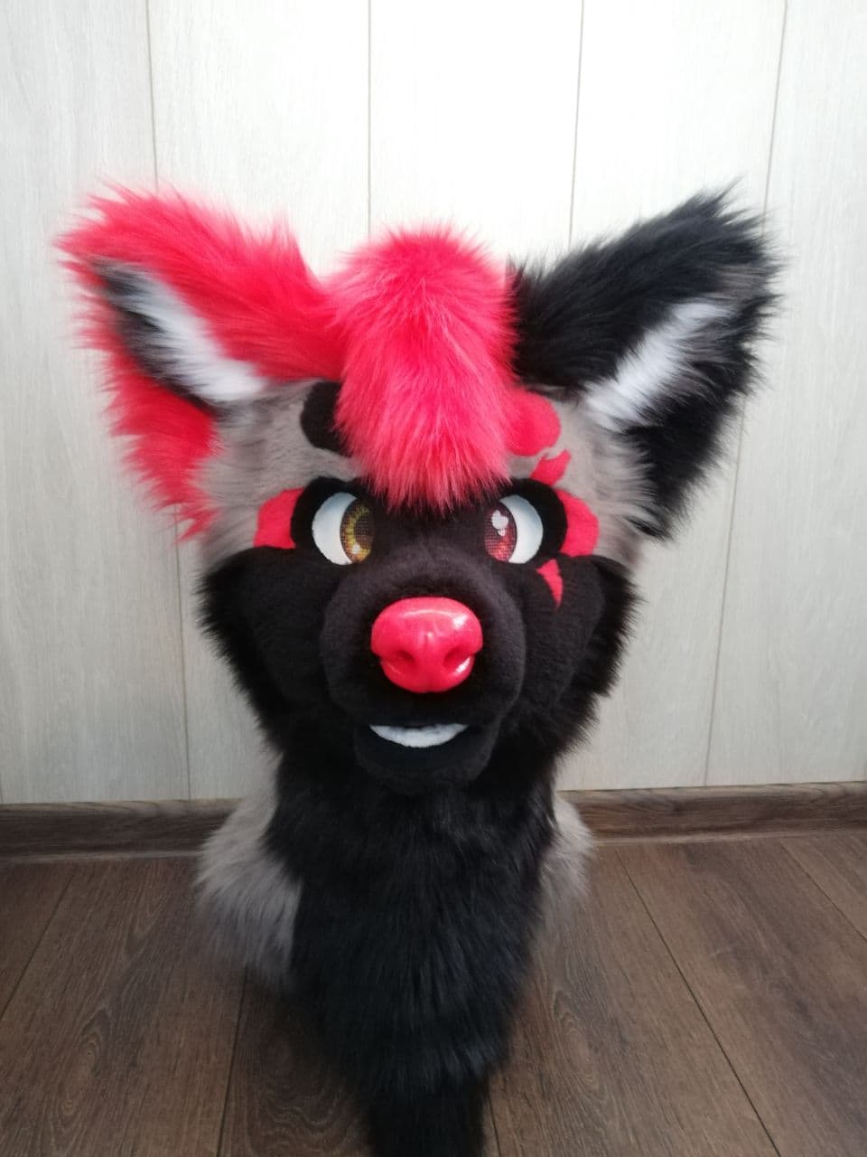 Red and Black Dog Head fursuit