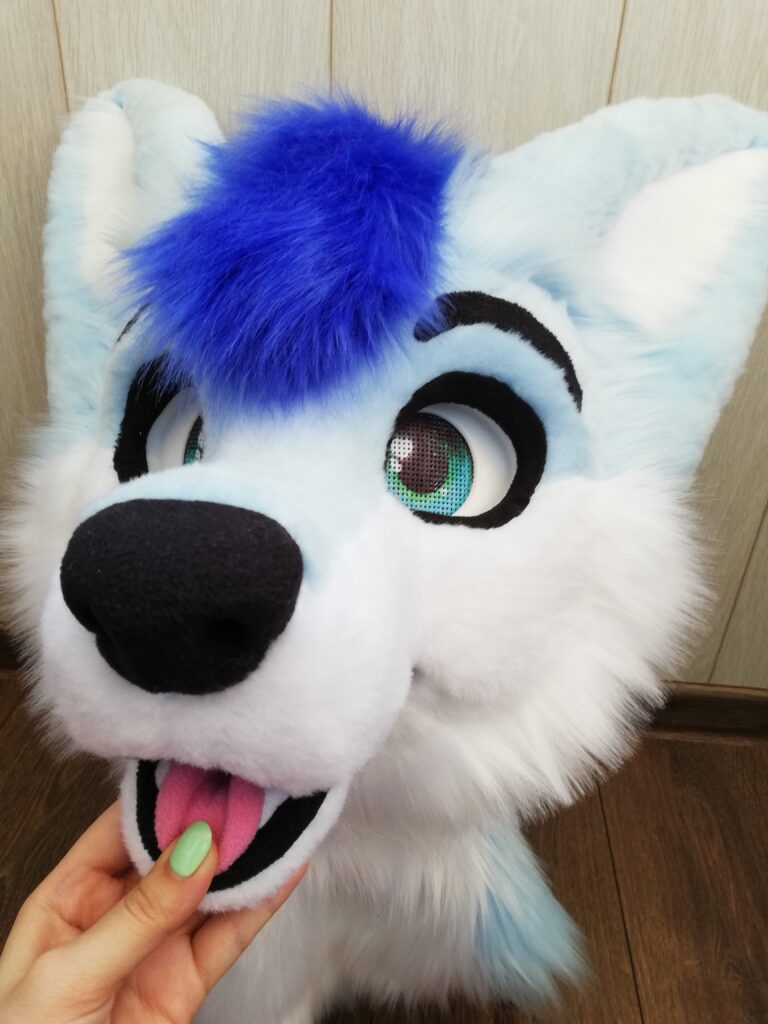 Full Fursuit Light Blue Fox Head