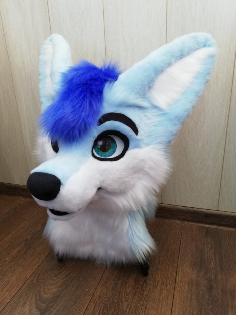 Full Fursuit Light Blue Fox Head