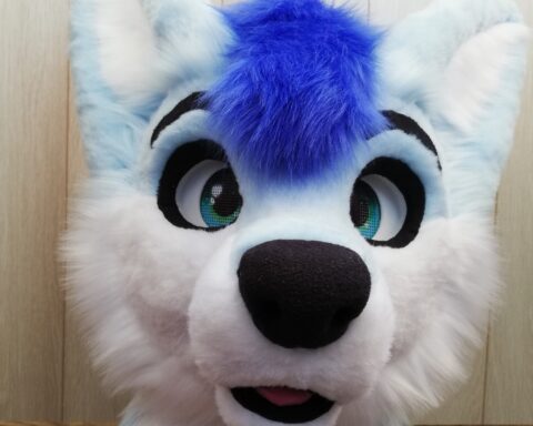 Full Fursuit Light Blue Fox Head