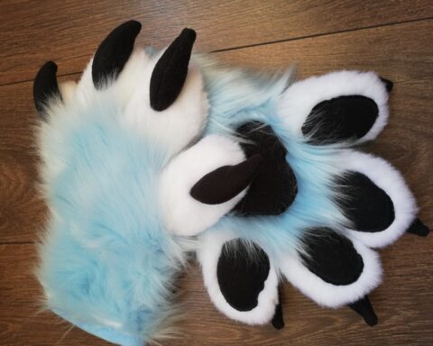 Full Fursuit Light Blue Fox Paws