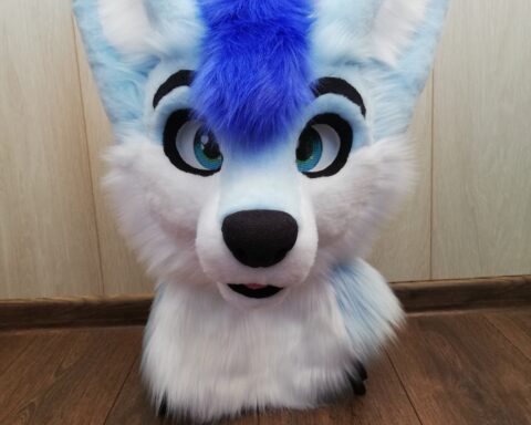 Full Fursuit Light Blue Fox Head