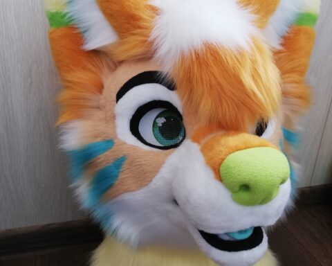 Ginger Dog Partial Fursuit Head