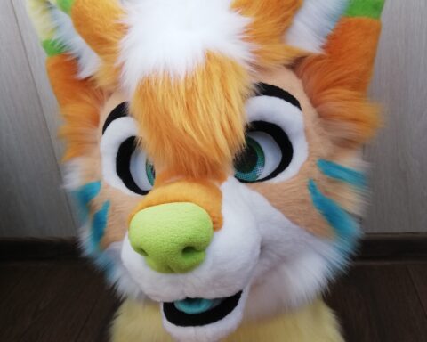 Ginger Dog Partial Fursuit Head