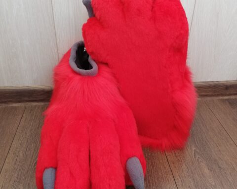 Red Lizard Fursuit Paws