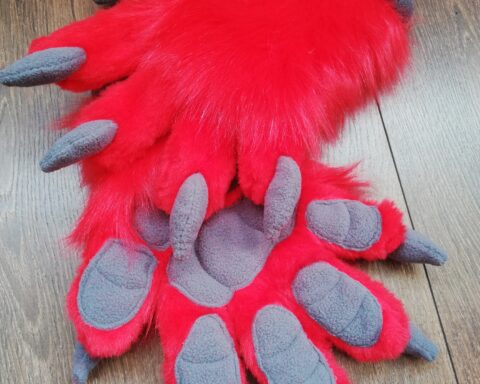 Red Lizard Fursuit Paws