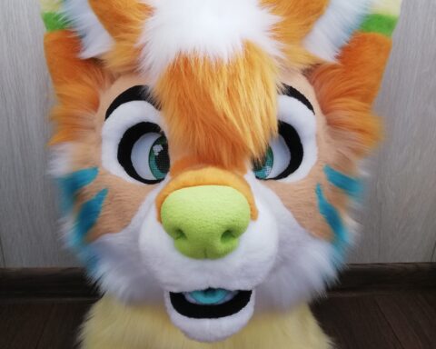 Ginger Dog Partial Fursuit Head