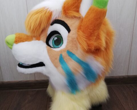 Ginger Dog Partial Fursuit Head