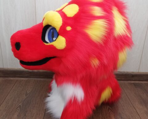 Red Lizard Fursuit Head