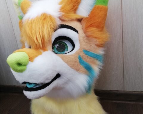 Ginger Dog Partial Fursuit Head