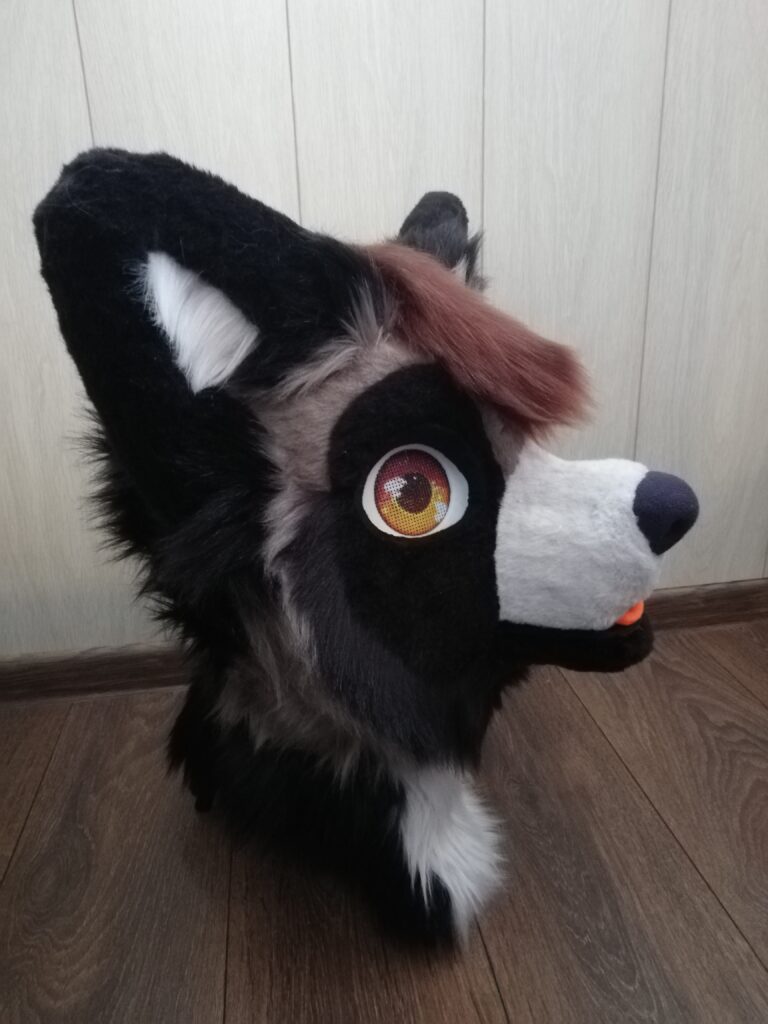 Gray raccoon partial fursuit head