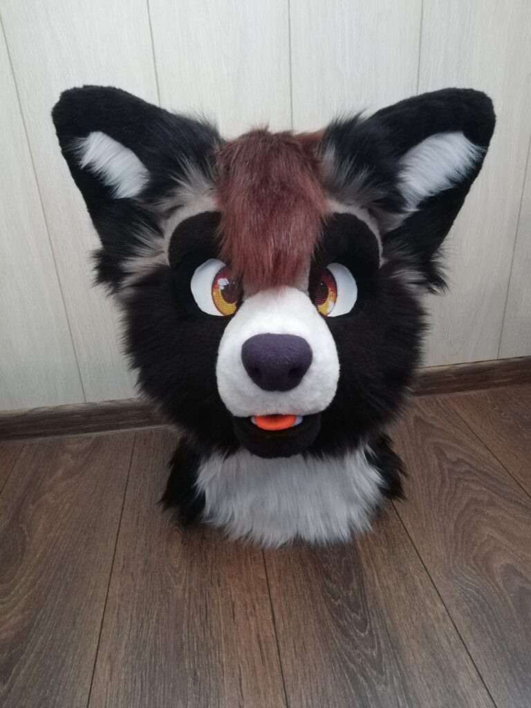 Gray raccoon partial fursuit head