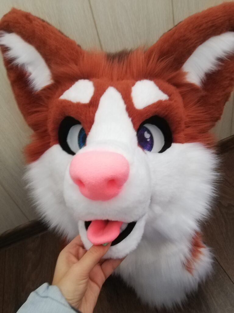 Chocolate husky partial fursuit head