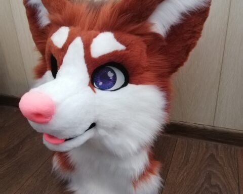 Chocolate husky partial fursuit head