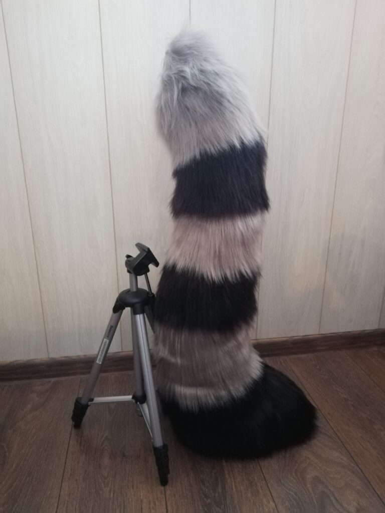 Gray raccoon partial fursuit tail