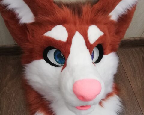 Chocolate husky partial fursuit head