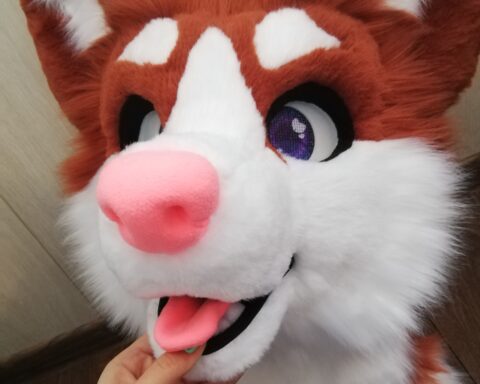 Chocolate husky partial fursuit head