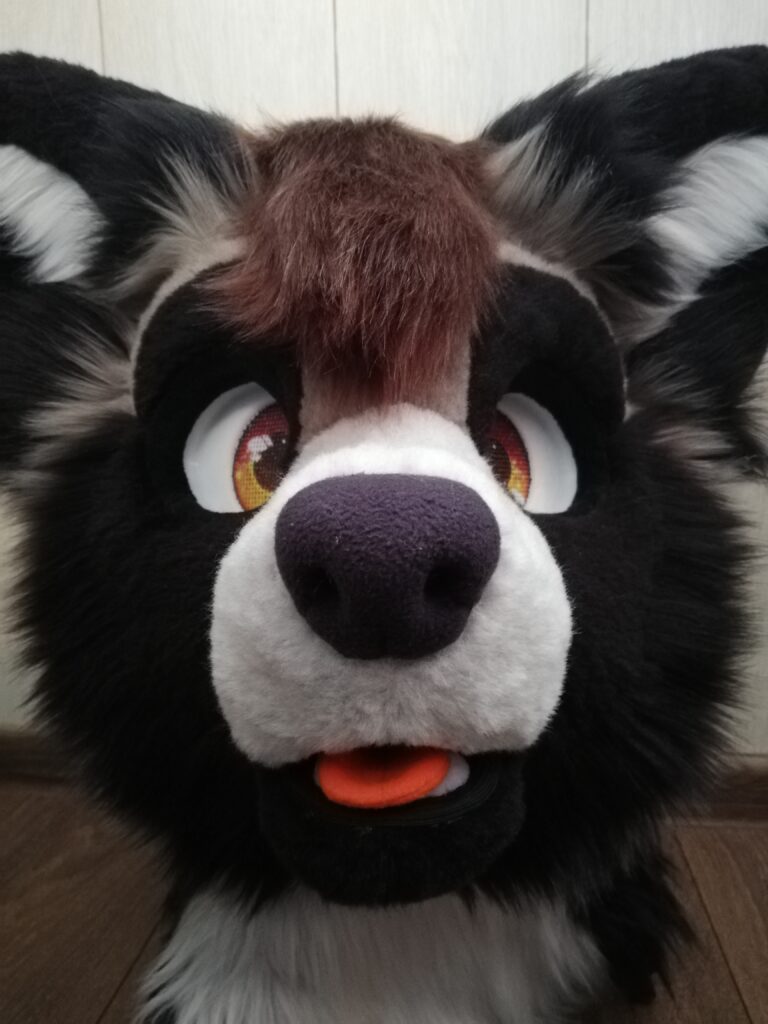 Gray raccoon partial fursuit head