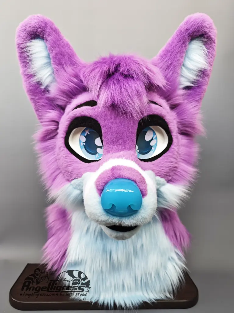 Cute Pink Wolf Fursuit Head