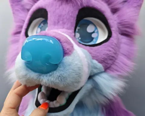 Cute Pink Wolf Fursuit Head
